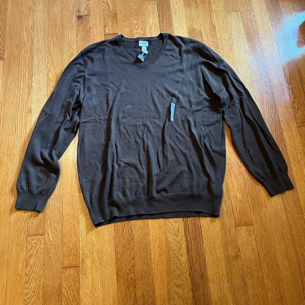 Old Navy Brown V neck Long Sleeve Sweater Size Large NWT